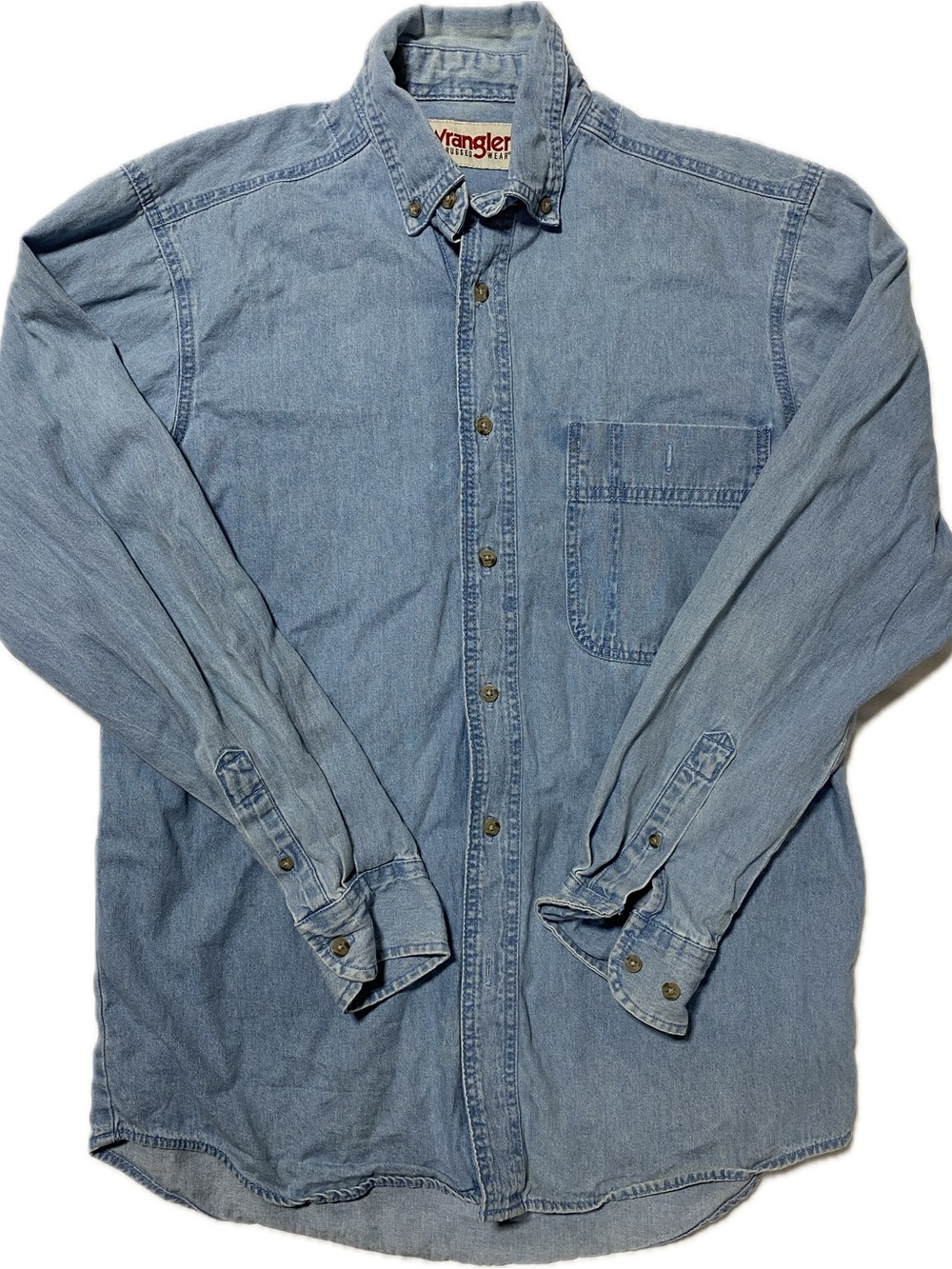 Wrangler Light Blue Denim Button-Down Shirt